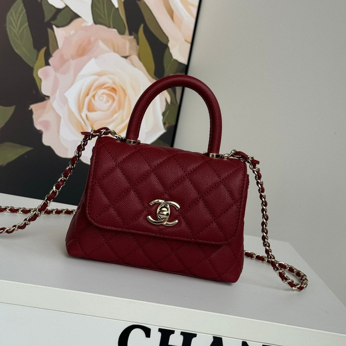 CC Woc 20cm Yellow Grained Calfskin Gold Hardware